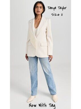Tanya Taylor Cream Blazer Jacket for Women Size 0 US New with Tags